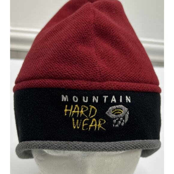 Mountain Hardwear Logo Polartec Windstopper Fleece Beanie Cap Red Men’s Large - Picture 1 of 6